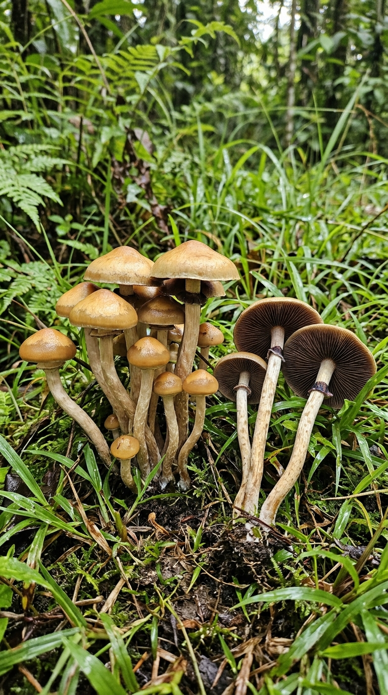 Wild Mushrooms in Mazatec Forest Habitat
