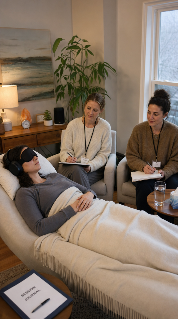 The Griffiths2016TrialPsilocybinfortheFearattheEndofLife Supervised Psilocybin Session With Monitors.Png