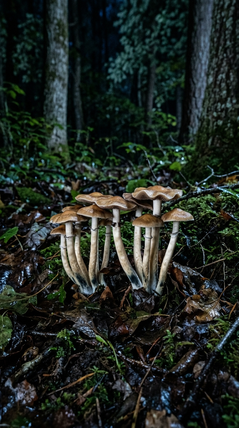 Tidal Wave Mushroom on Moonlit Forest Floor