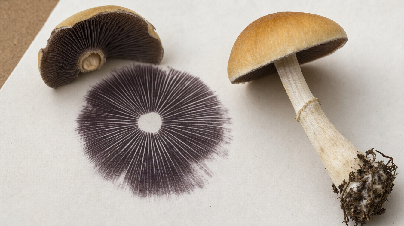 A cluster of mature Golden Teacher mushrooms showing classic tawny gold caps and thick fibrous stems.