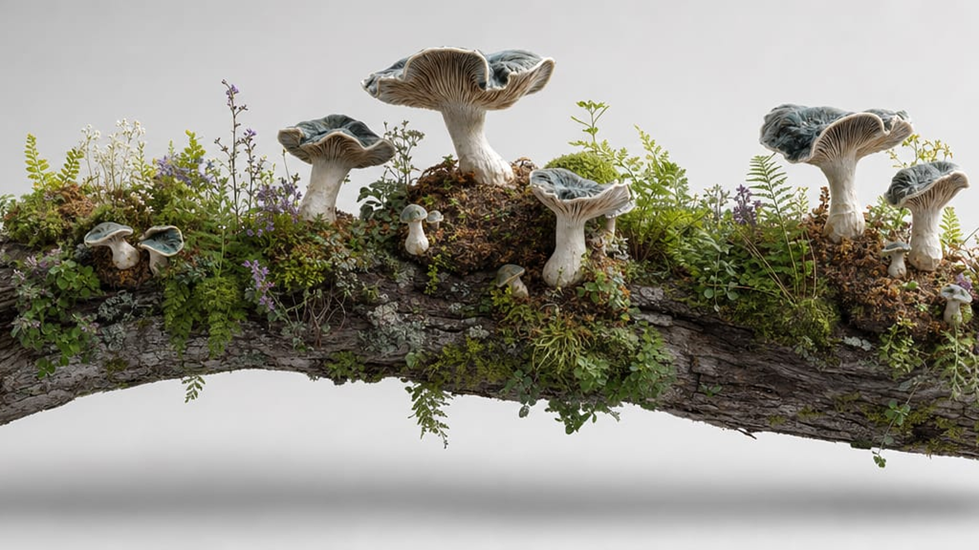 Blue log island digitalart - magic mushroom institute -
