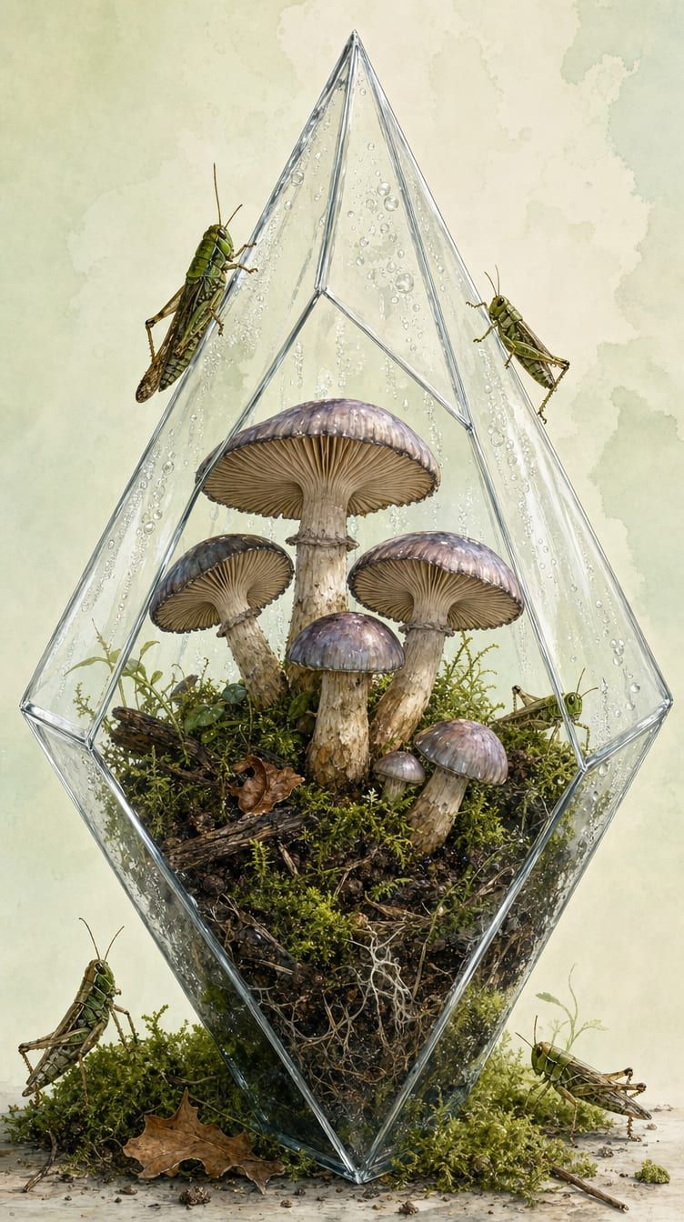 Crystal Terrarium Digital art Magic Mushroom Institute